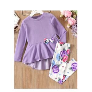 Girls PatPat 2Pieces Purple Outfit Leggings Shirt Size 8-9 Years Old